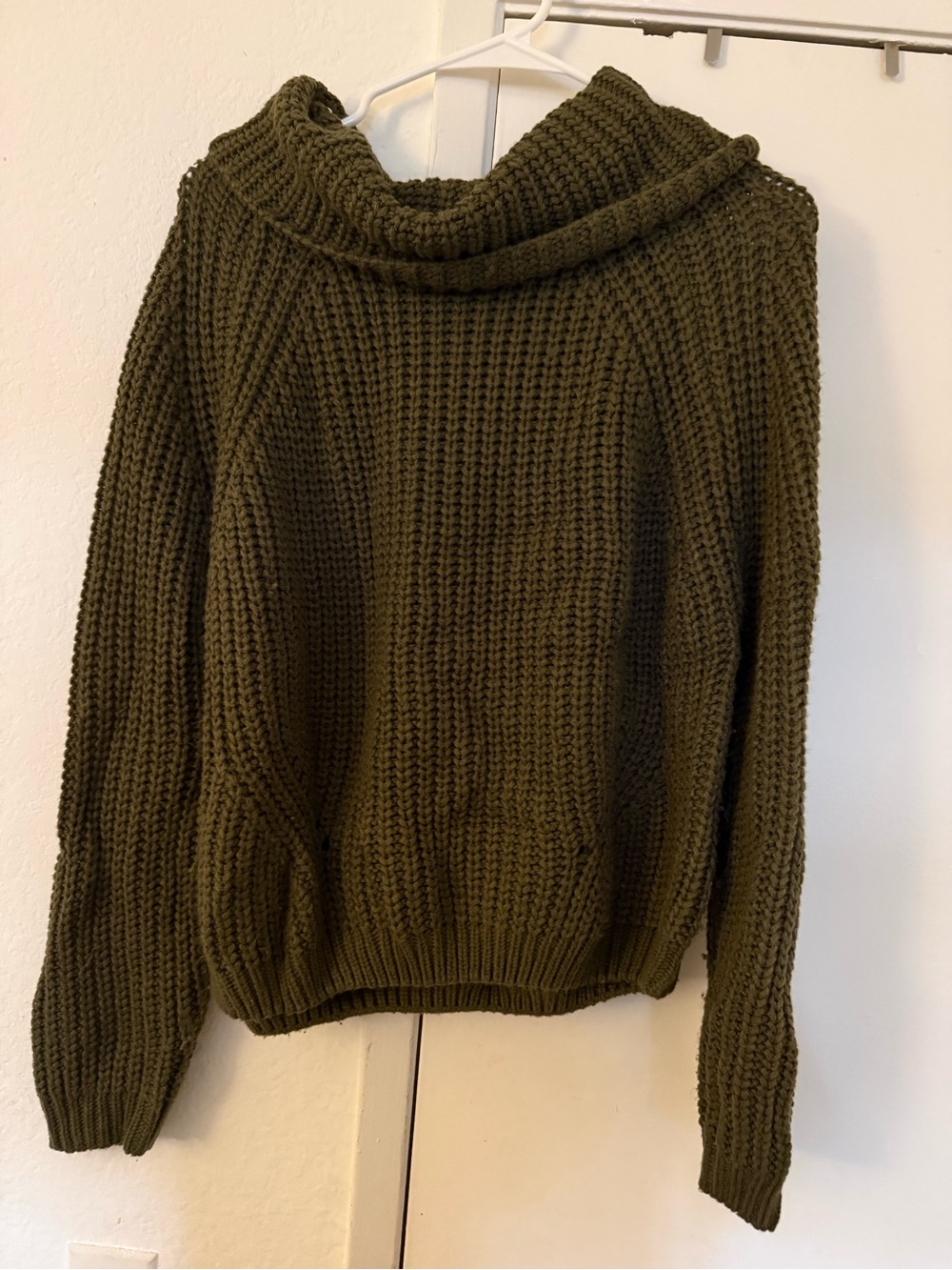 moon & madison Olive Green Cowl Neck Chunky Knit Sweater